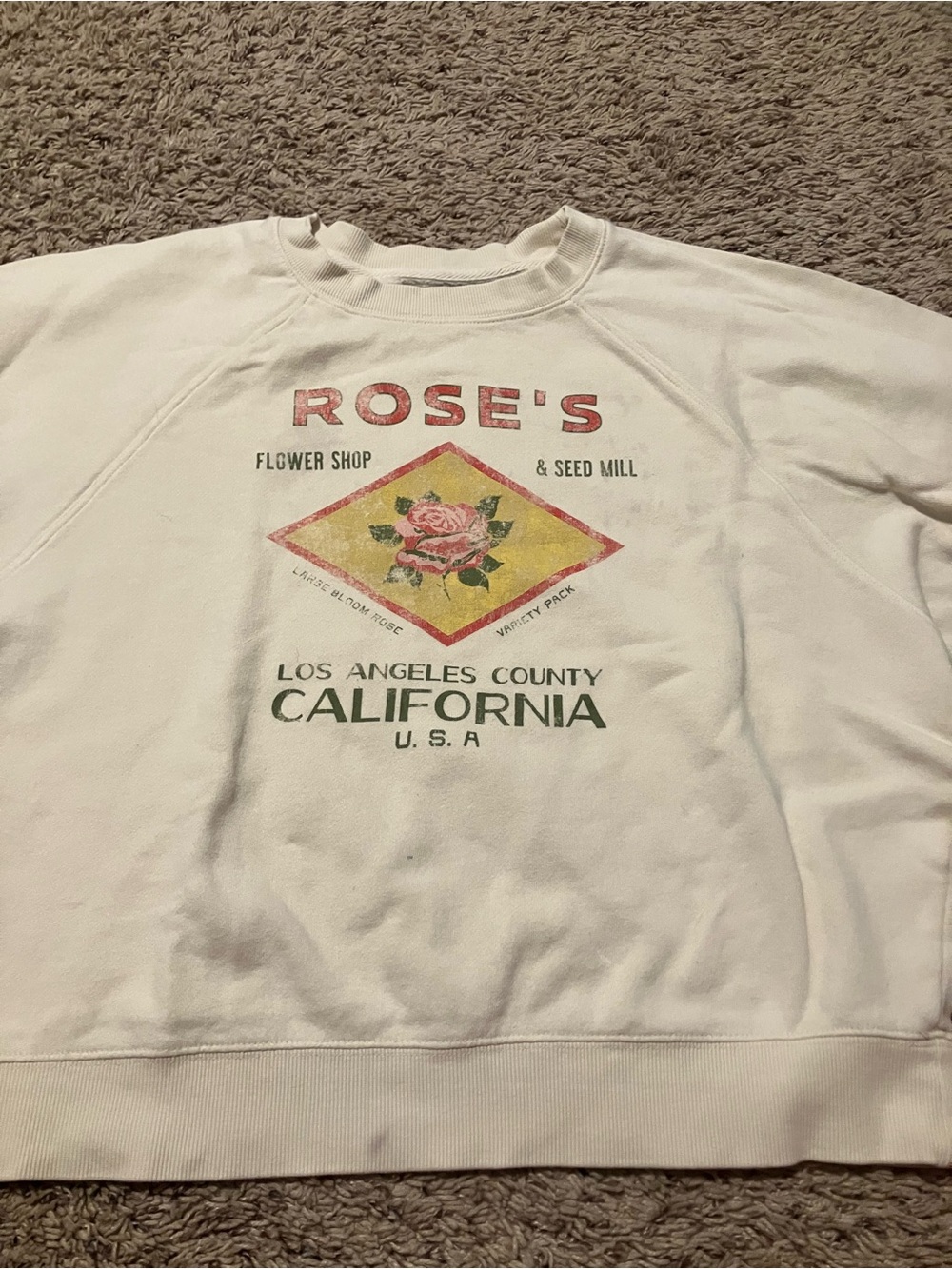 Old Navy White Graphic Sweatshirt with Rose Print